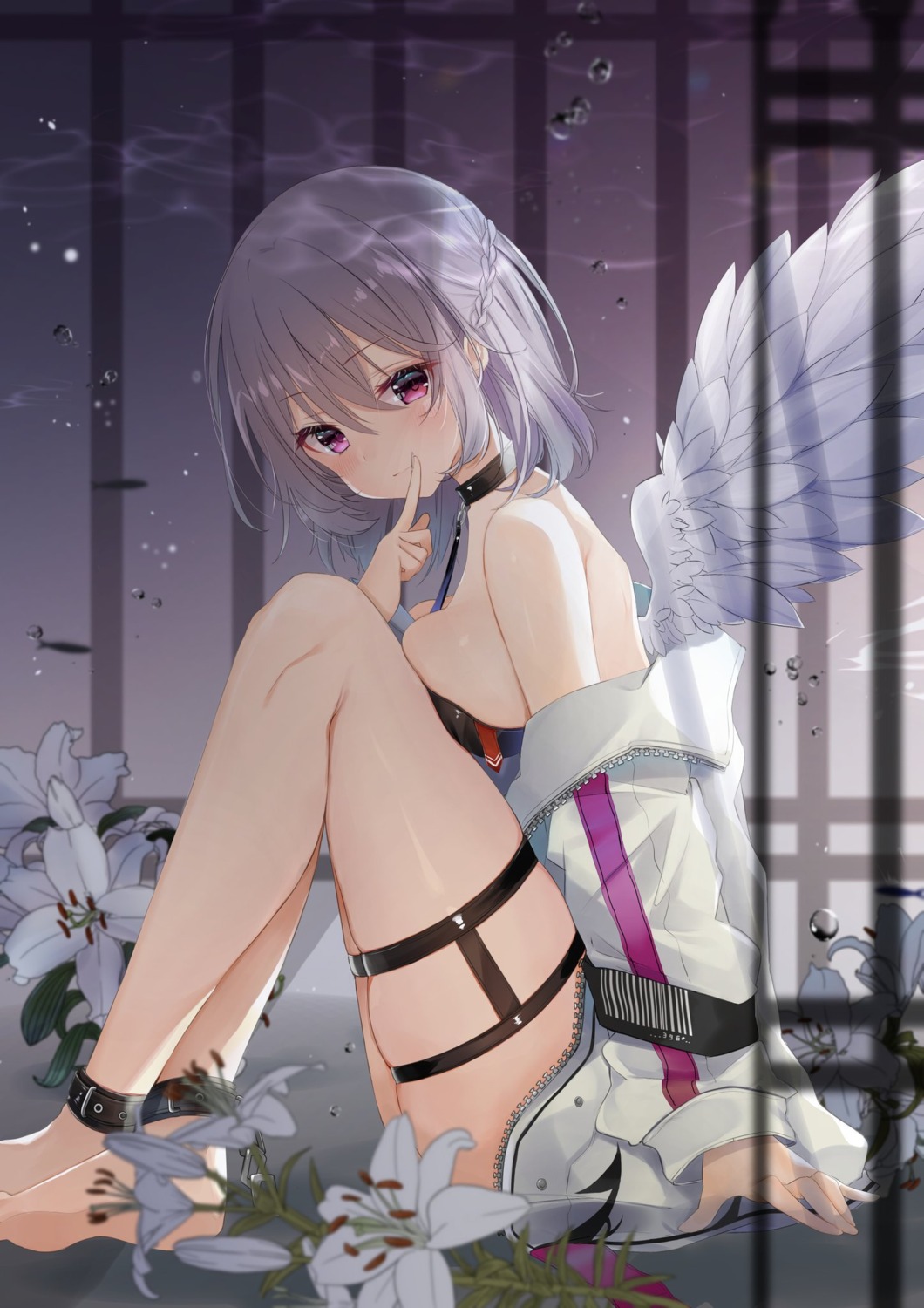 garter, kishin_sagume, natsuki_(ukiwakudasai), no_bra, touhou, wings