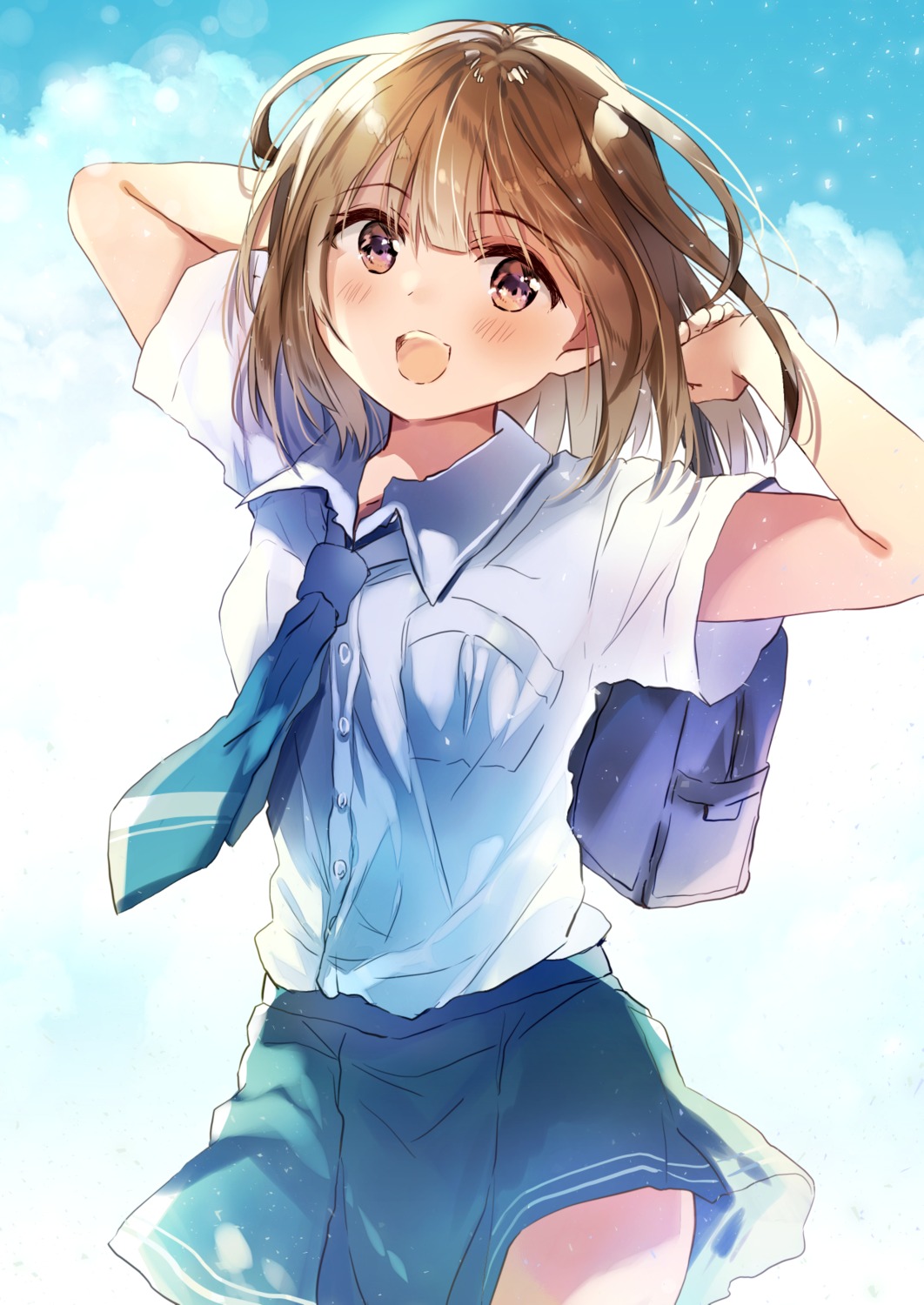 nanahamu, seifuku, skirt_lift