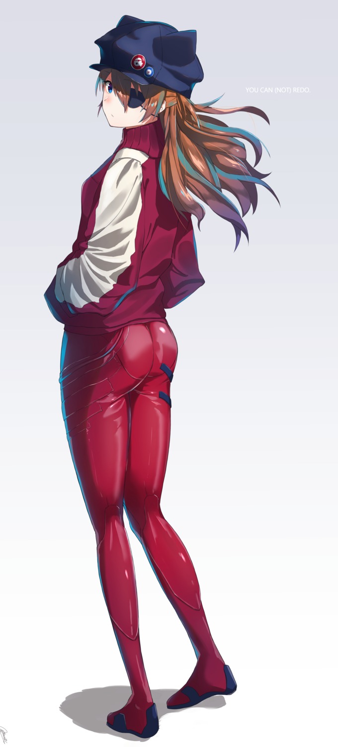 ass, bodysuit, eyepatch, neon_genesis_evangelion, souryuu_asuka_langley, yossui