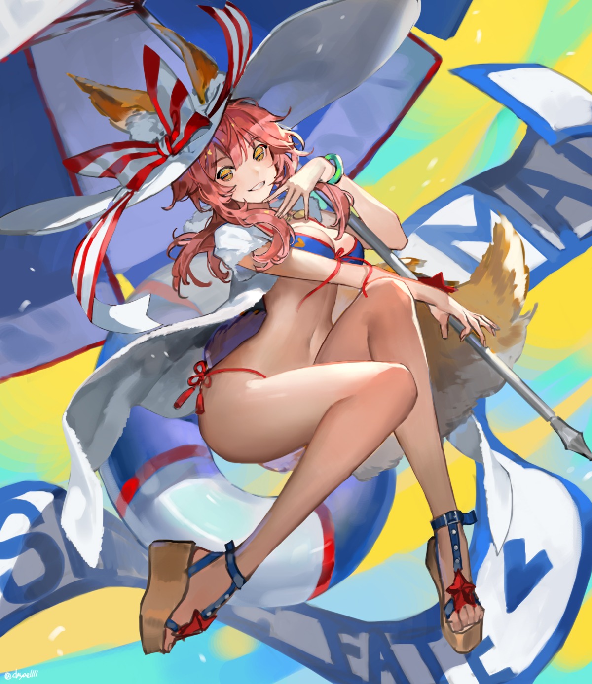 animal_ears, bikini, chyoel, fate/grand_order, swimsuits, tail, tamamo_no_mae