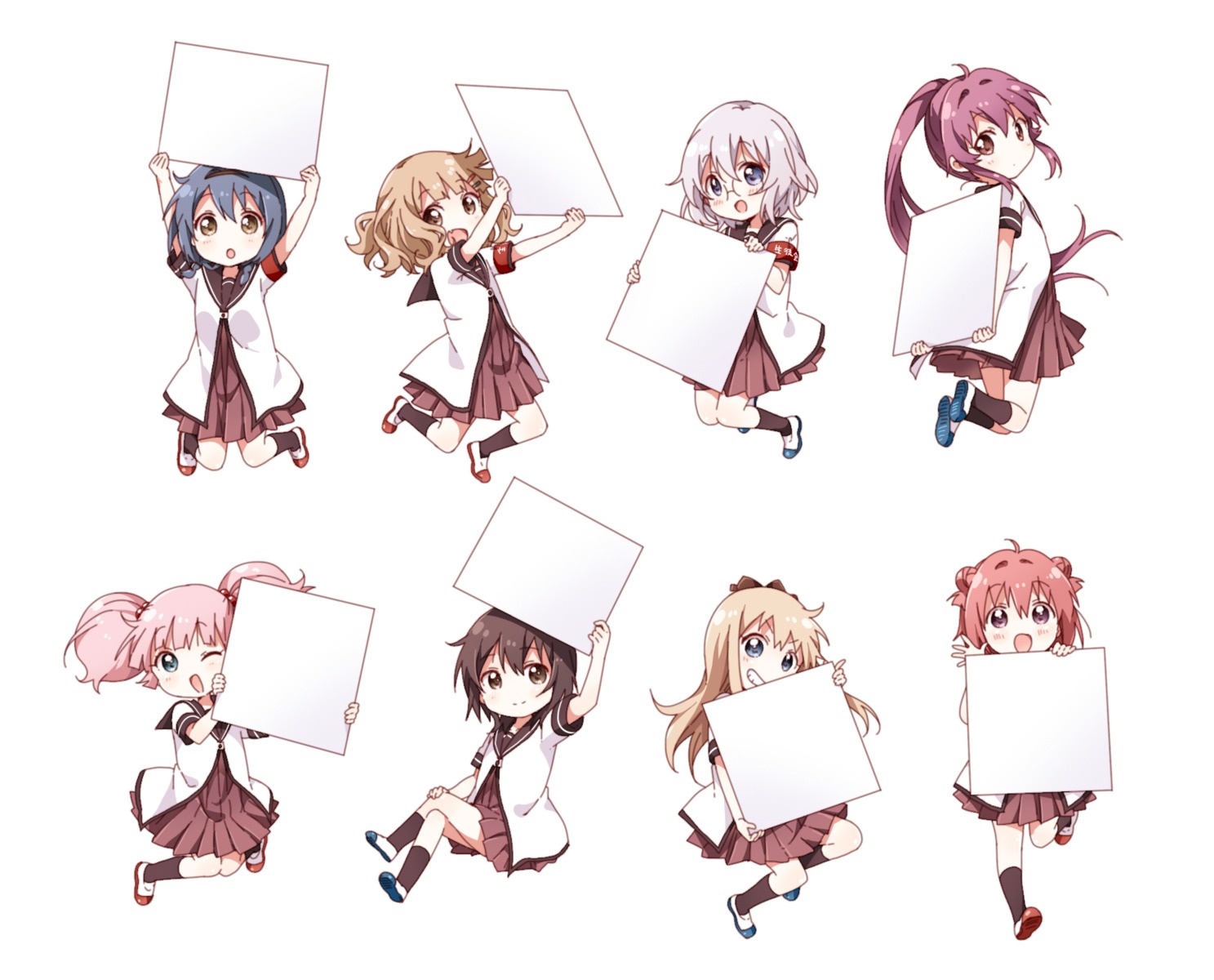 akaza_akari, chibi, funami_yui, furutani_himawari, ikeda_chitose, megane, namori, oomuro_sakurako