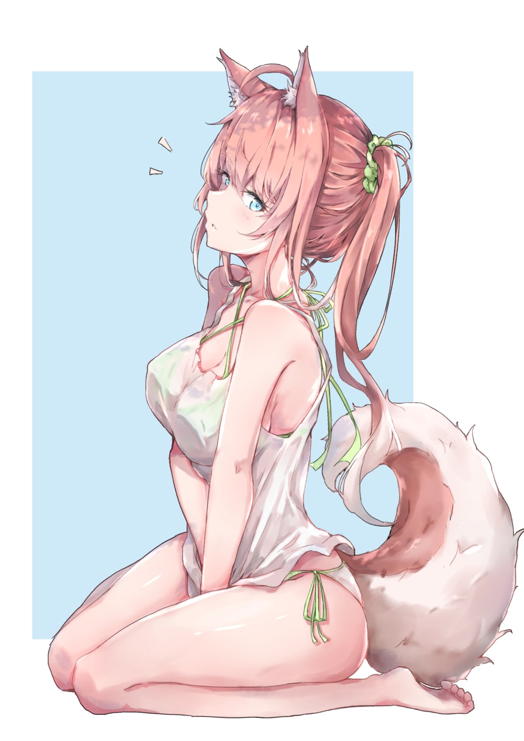 animal_ears, bikini, hakuya_(white_night), see_through, swimsuits, tail