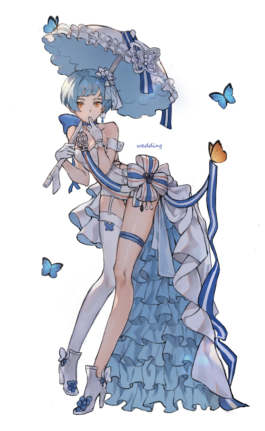 garter, girls_frontline, gompang, heels, leotard, stockings, thighhighs, umbrella