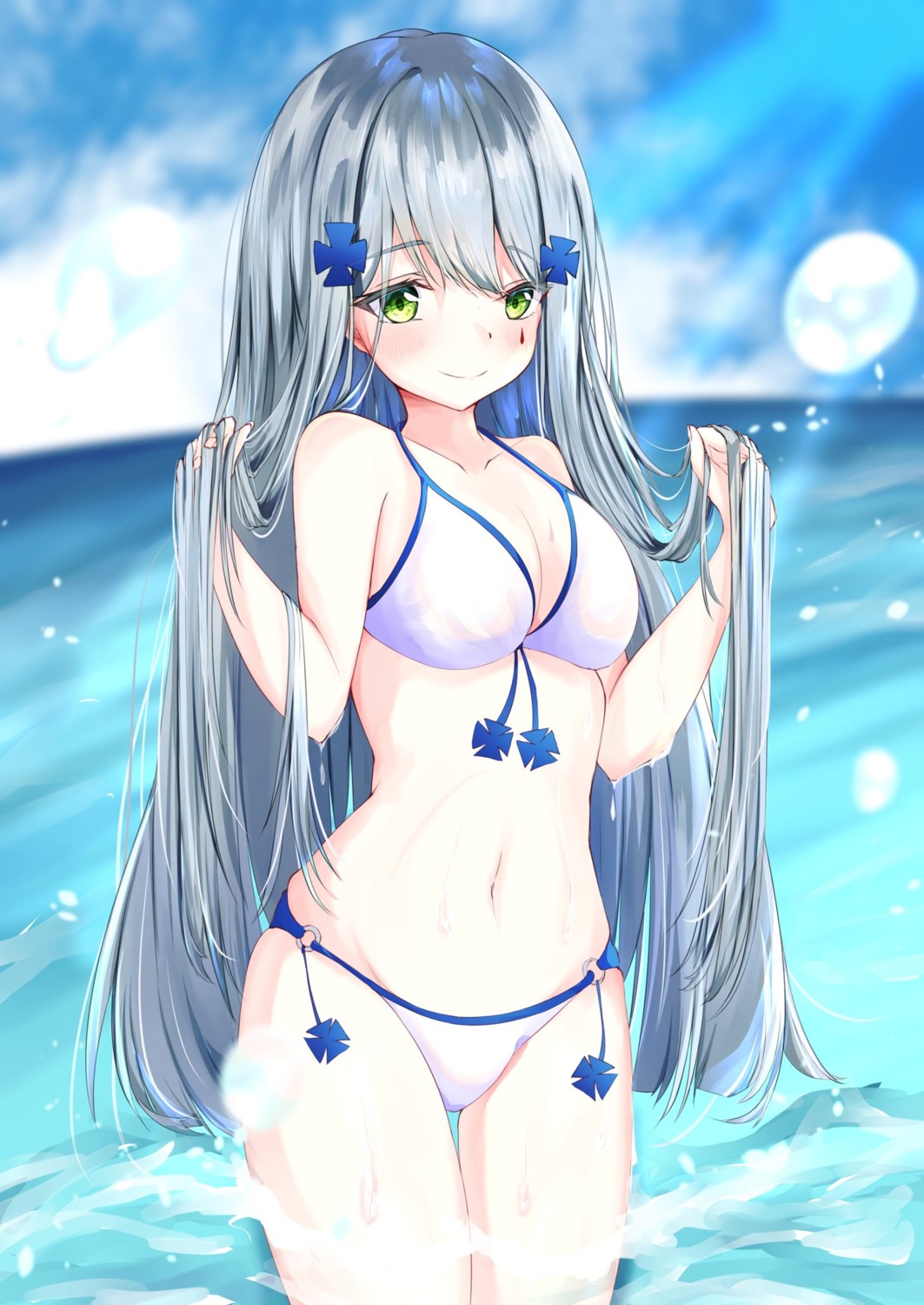 bikini, cleavage, girls_frontline, hk416_(girls_frontline), megumi_kei, swimsuits, wet