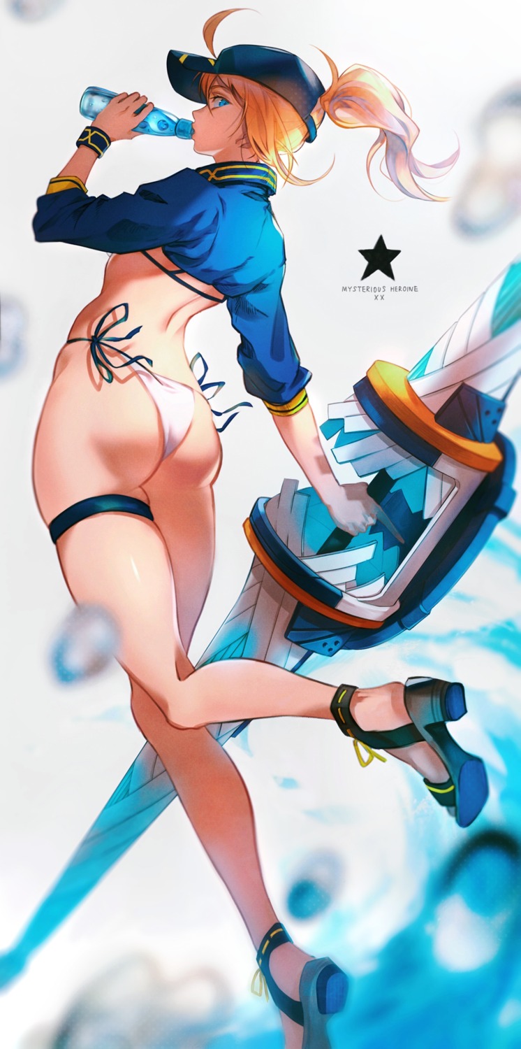 ass, bikini, fate/grand_order, garter, heels, heroine_xx, swimsuits, tamayai, weapon
