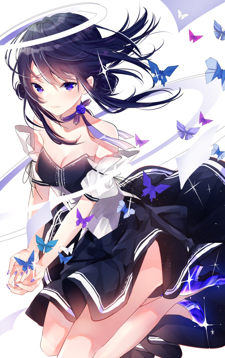 cleavage, dress, heels, sakippo_(sakippo0), skirt_lift