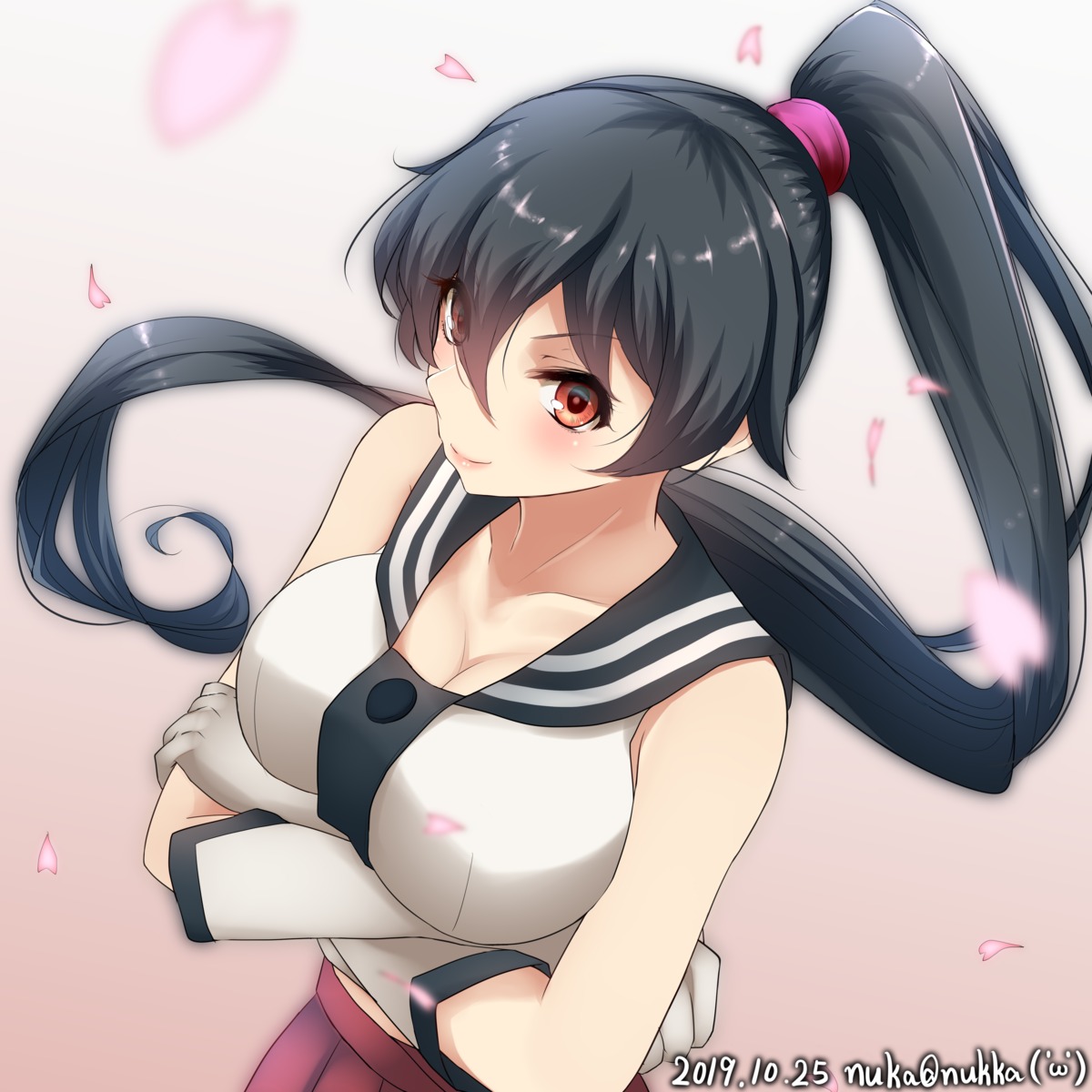 breast_hold, cleavage, kantai_collection, nuka, seifuku, yahagi_(kancolle)