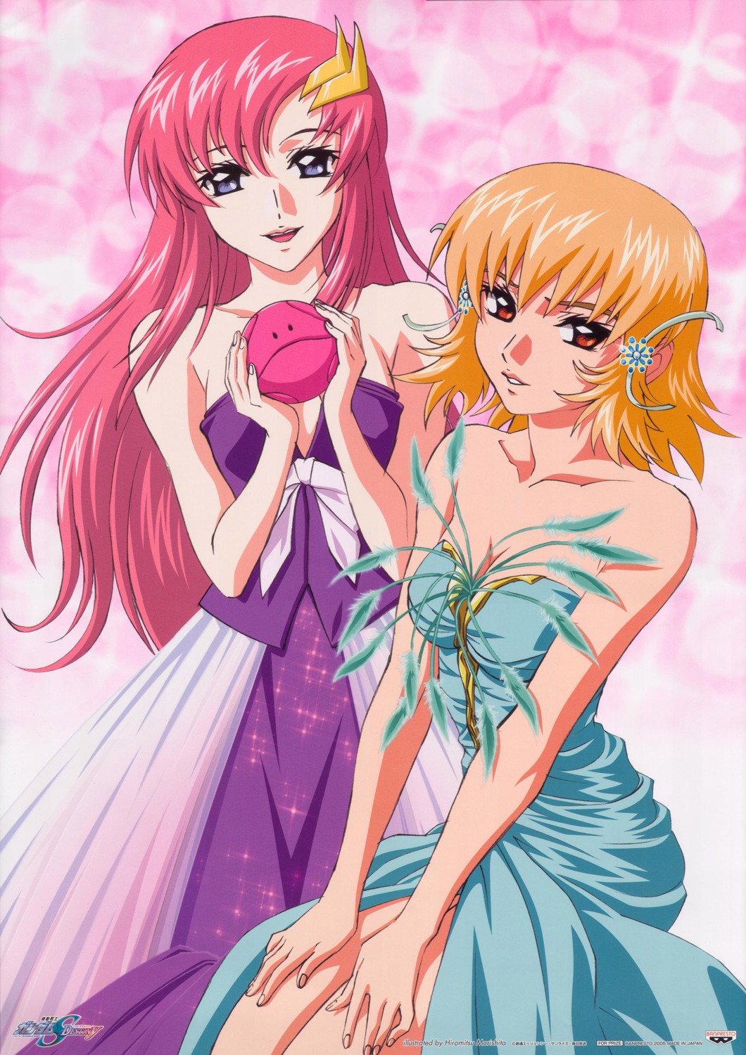 cagalli_yula_athha, cleavage, dress, gundam, gundam_seed, gundam_seed_destiny, haro, lacus_clyne, morishita_hiromitsu