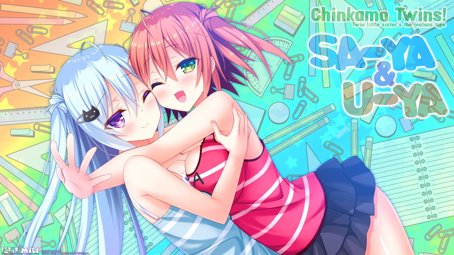 chinkamo_twins!, cleavage, milimili:amuse_craft_erotica, nae-nae, symmetrical_docking, wallpaper