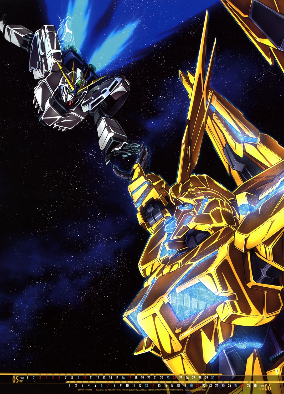calendar, gundam, gundam_narrative, komatsu_eiji_(animator), mecha