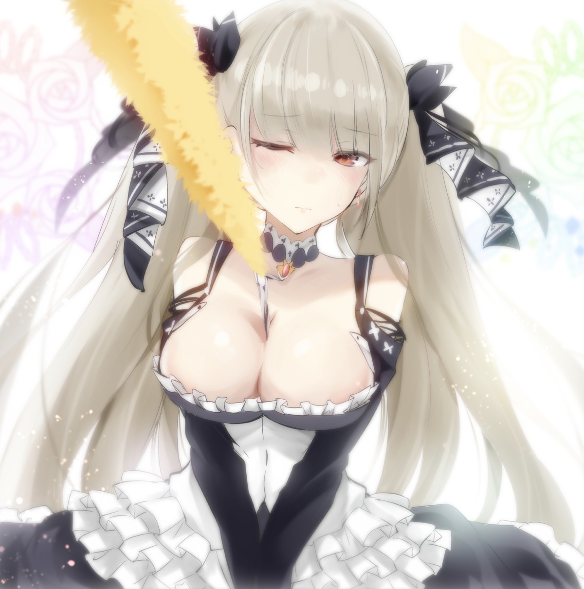azur_lane, breast_hold, cleavage, dress, formidable_(azur_lane), gothic_lolita, lolita_fashion, no_bra, rurekuchie