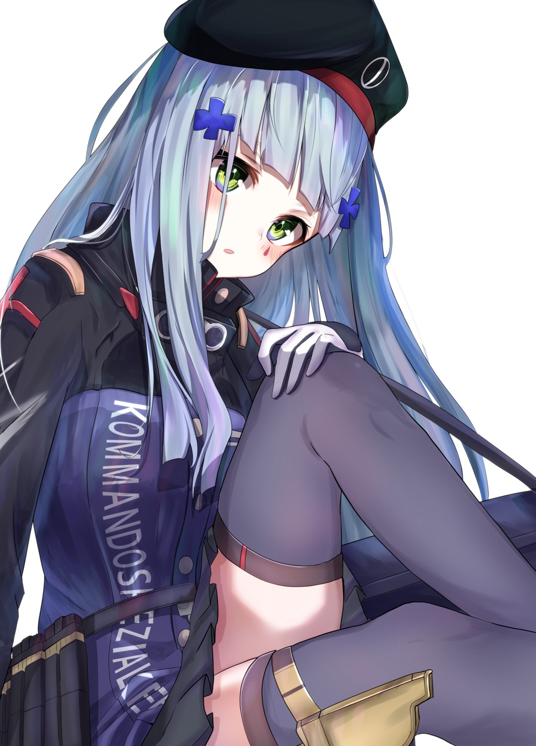 garaudon, girls_frontline, hk416_(girls_frontline), skirt_lift, thighhighs