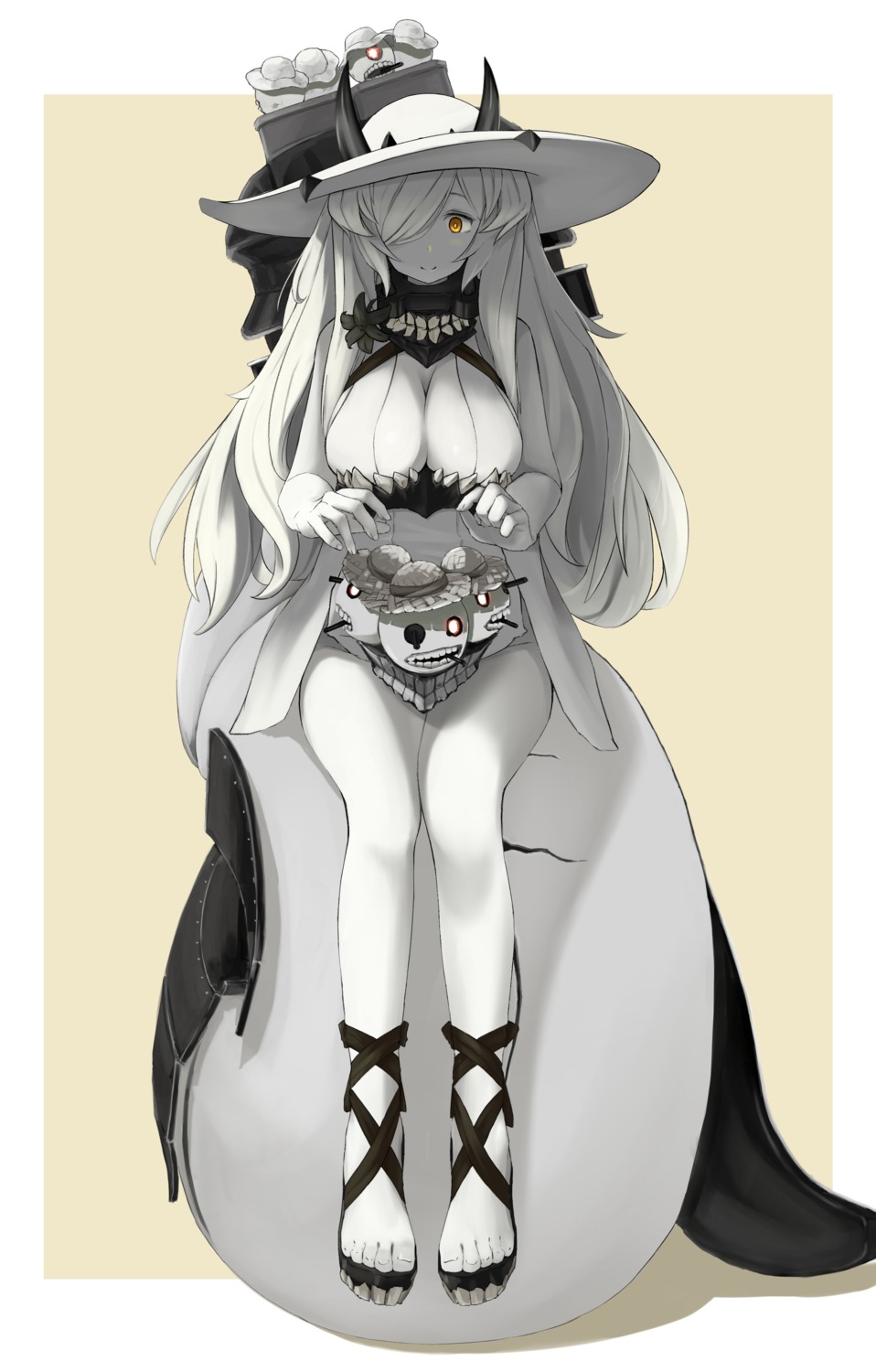 enri, french_battleship_hime, horns, kantai_collection, swimsuits