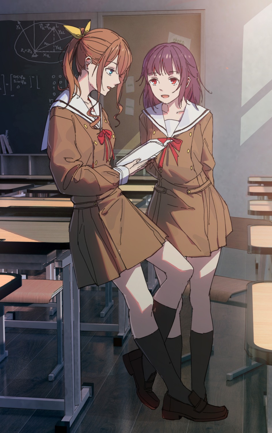 bang_dream!, seifuku, tengyuan_pa_pa_zi, ushigome_rimi, yamabuki_saaya