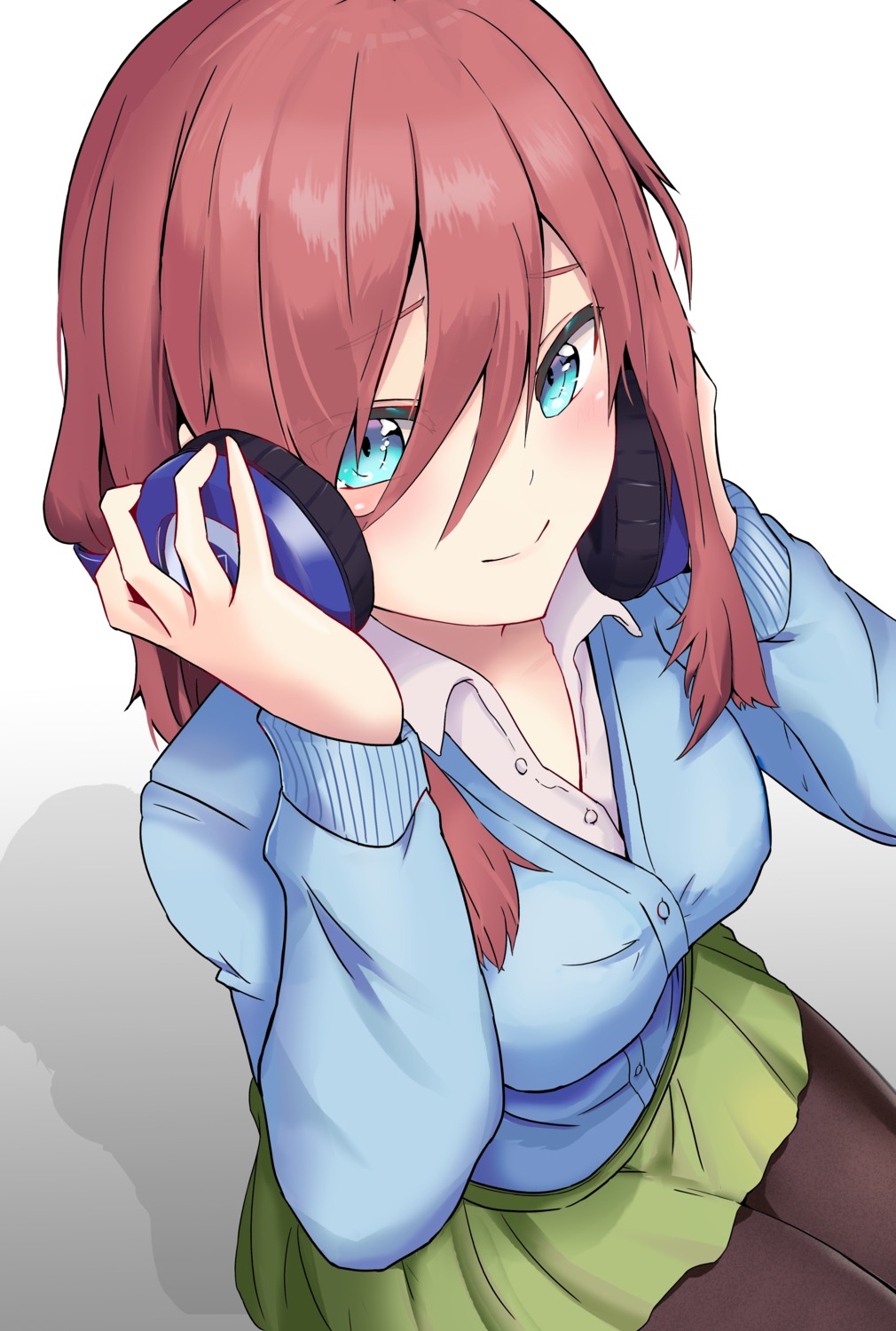 5-toubun_no_hanayome, headphones, jtleeklm, nakano_miku, pantyhose, seifuku, sweater