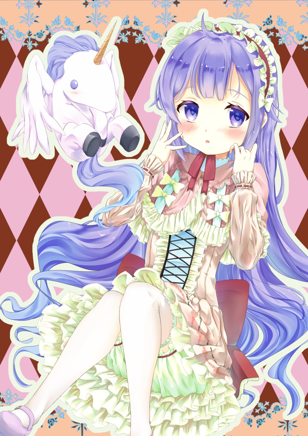 azur_lane, bloomers, gothic_lolita, lolita_fashion, skirt_lift, thighhighs, unicorn_(azur_lane), wakamoto_riwo