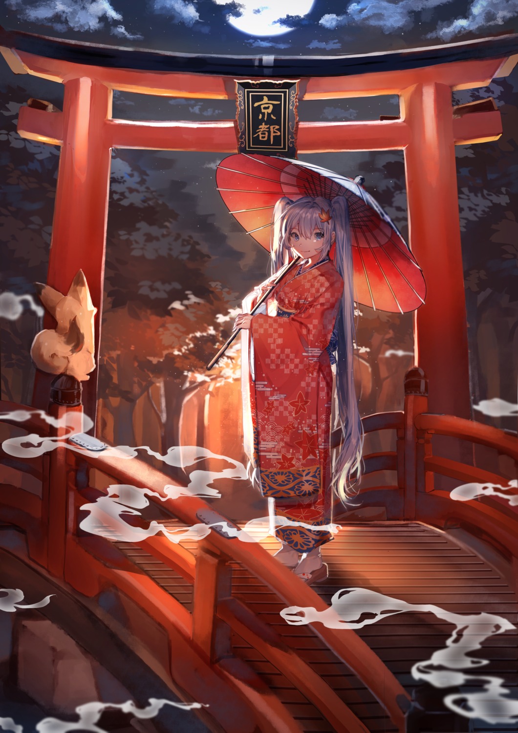 hatachi8p, hatsune_miku, kimono, kyoto_nippon_festival, umbrella, vocaloid