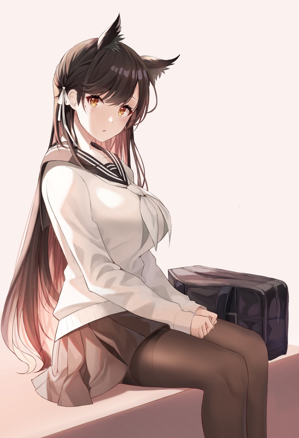 animal_ears, atago_(azur_lane), azur_lane, niji_(rudduf232), pantyhose, seifuku, sweater