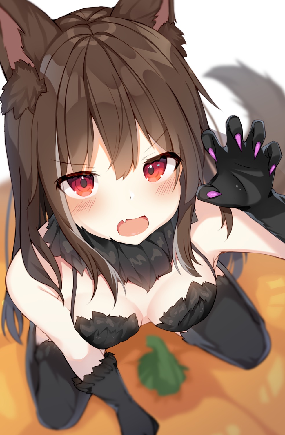 animal_ears, cleavage, halloween, mizuki_ryuu, tail, thighhighs