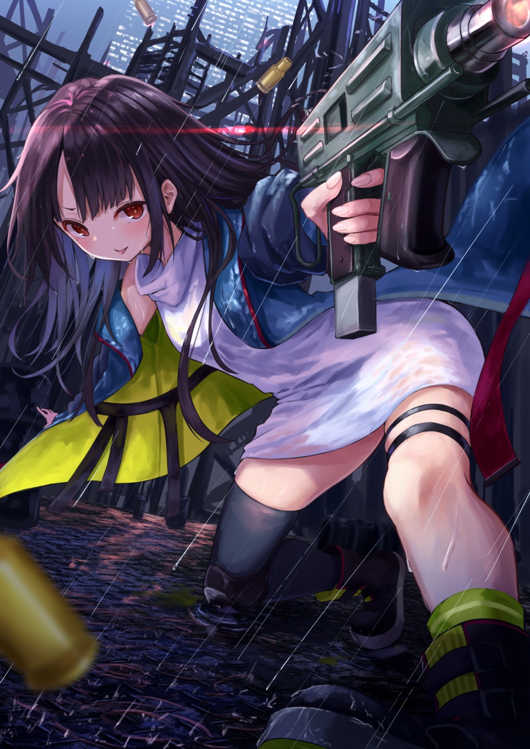 c-ms_(girls_frontline), dress, garter, girls_frontline, gun, knoy3356, see_through, thighhighs