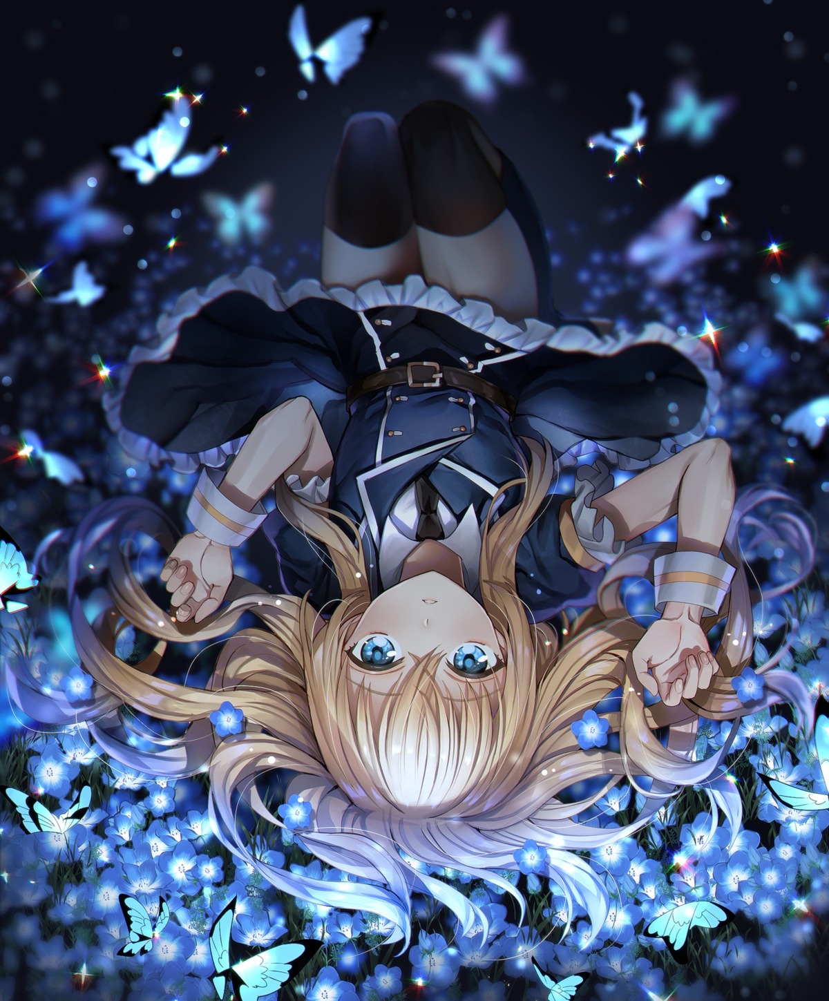 abandon_ranka, midare_toushirou, skirt_lift, thighhighs, touken_ranbu, trap