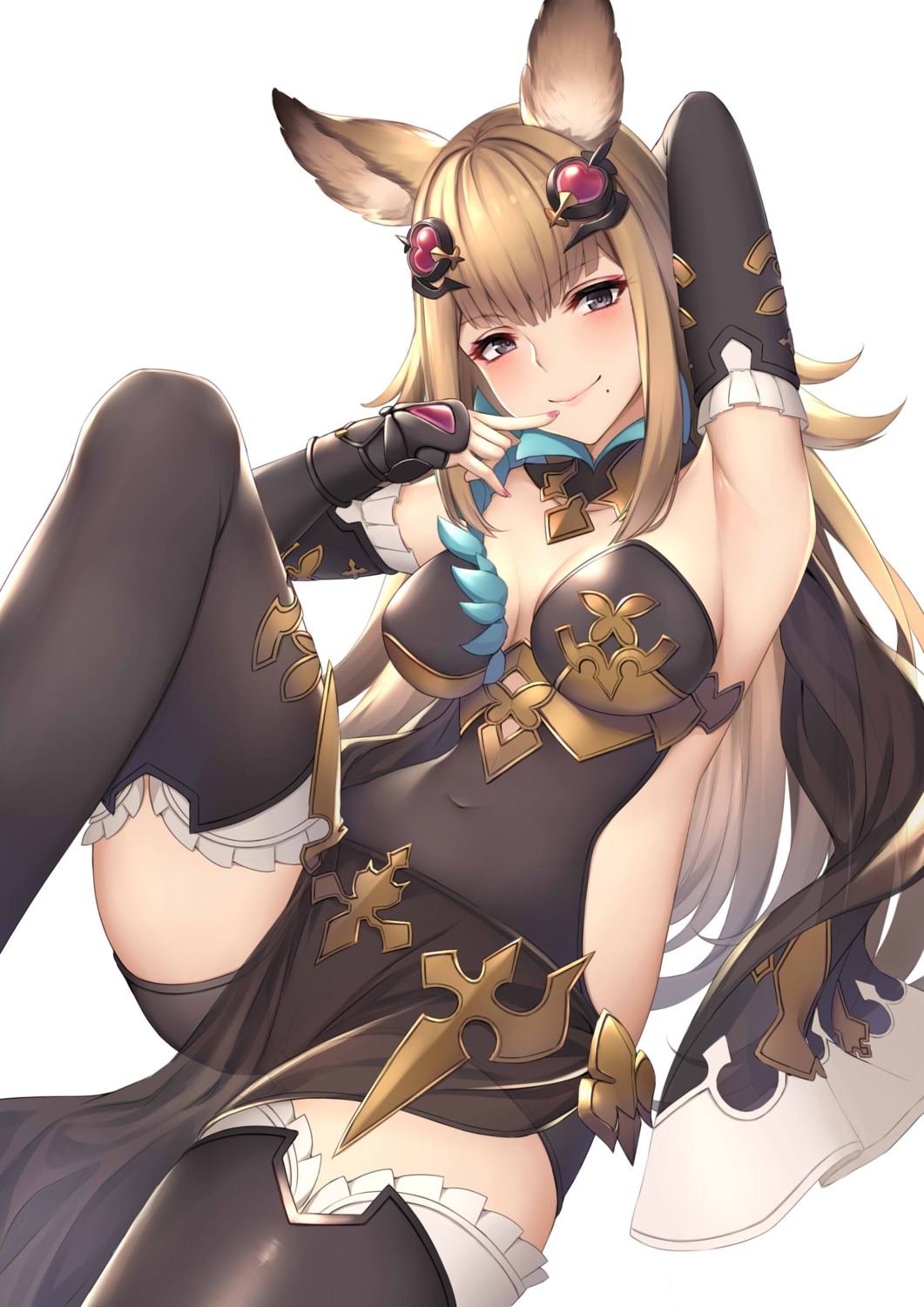 animal_ears, cleavage, granblue_fantasy, metera_(granblue_fantasy), see_through, thighhighs, ym_(distance819)