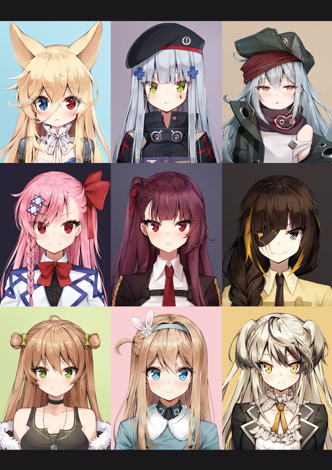 animal_ears, ankkoyom, desert_eagle_(girls_frontline), eyepatch, g11_(girls_frontline), g41_(girls_frontline), girls_frontline, heterochromia