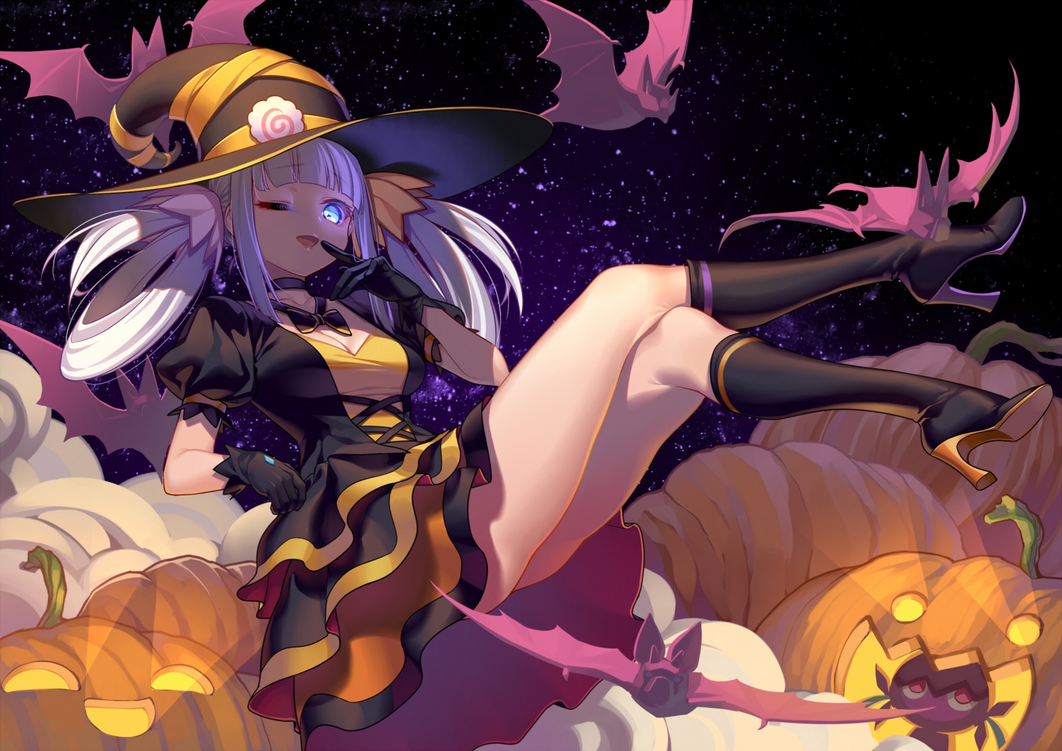 cleavage, frostcyco, halloween, heels, kagura_mea, kagura_mea_channel, witch