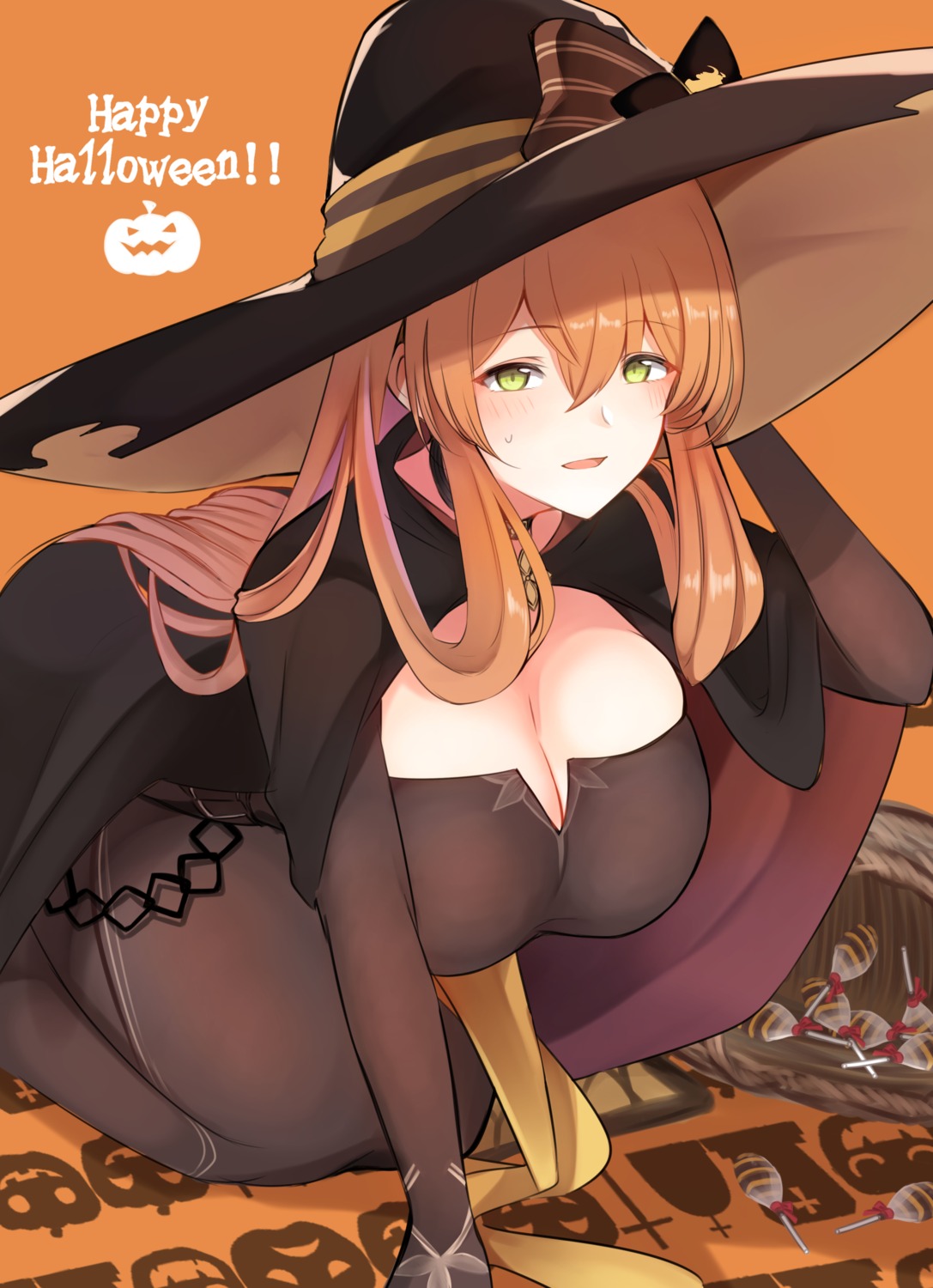 10eki_(tenchou), cleavage, dress, girls_frontline, halloween, springfield_(girls_frontline), witch
