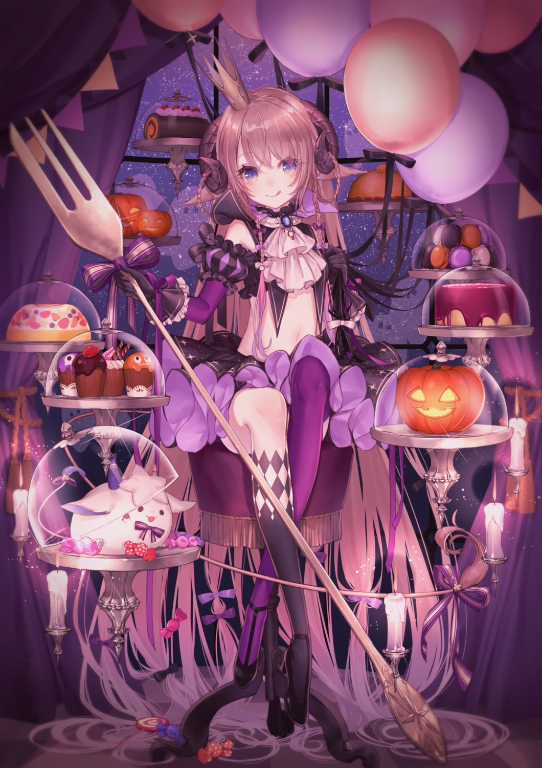 animal_ears, halloween, heels, horns, nanase_subaru_(channel), nanase_subaru_(virtual_youtuber), tail, thighhighs