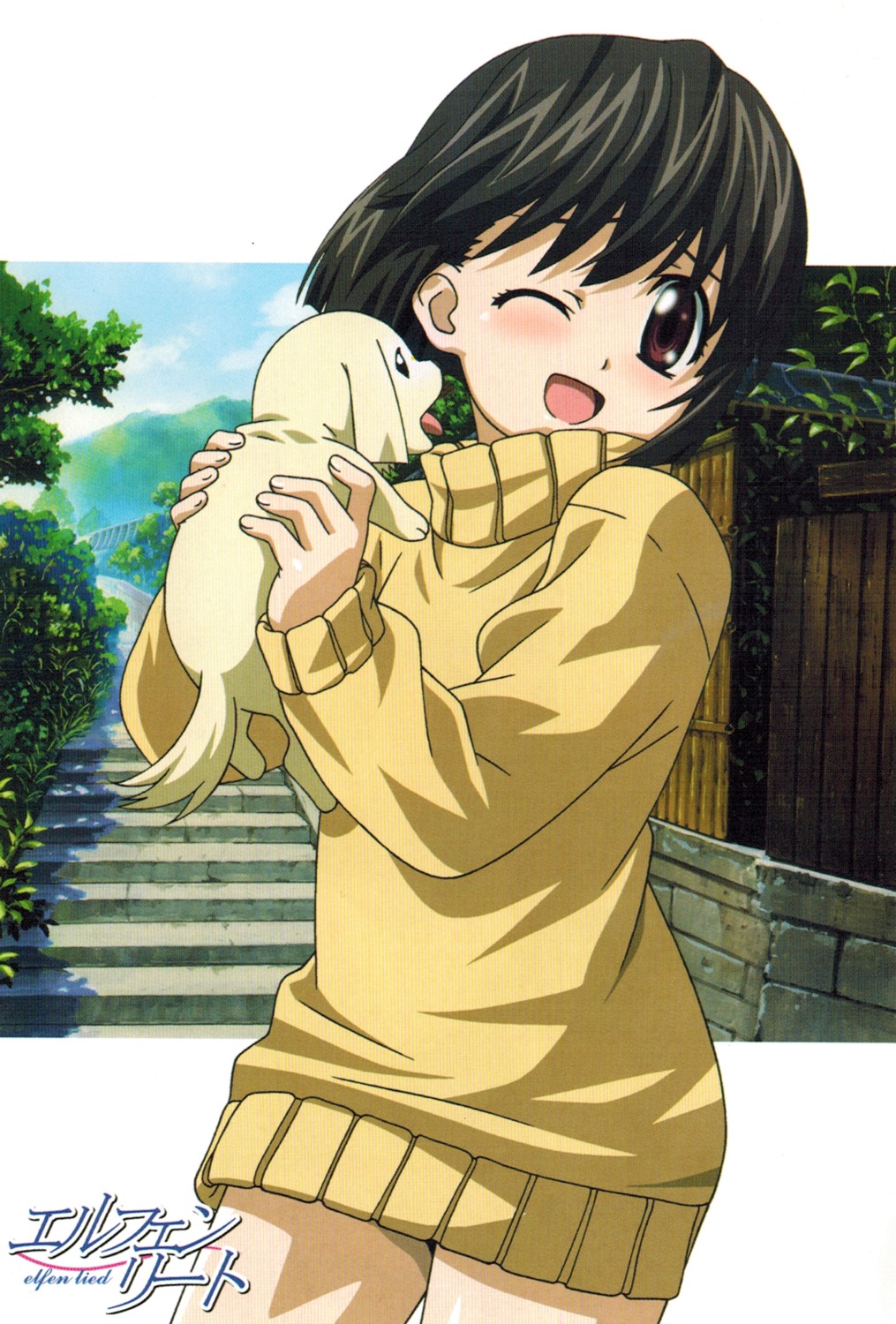 disc_cover, elfen_lied, kishimoto_seiji, mayu_(elfen_lied), screening, sweater, wanta