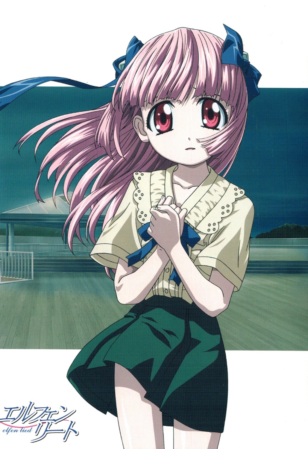 disc_cover, elfen_lied, kishimoto_seiji, kurama_mariko, screening, skirt_lift