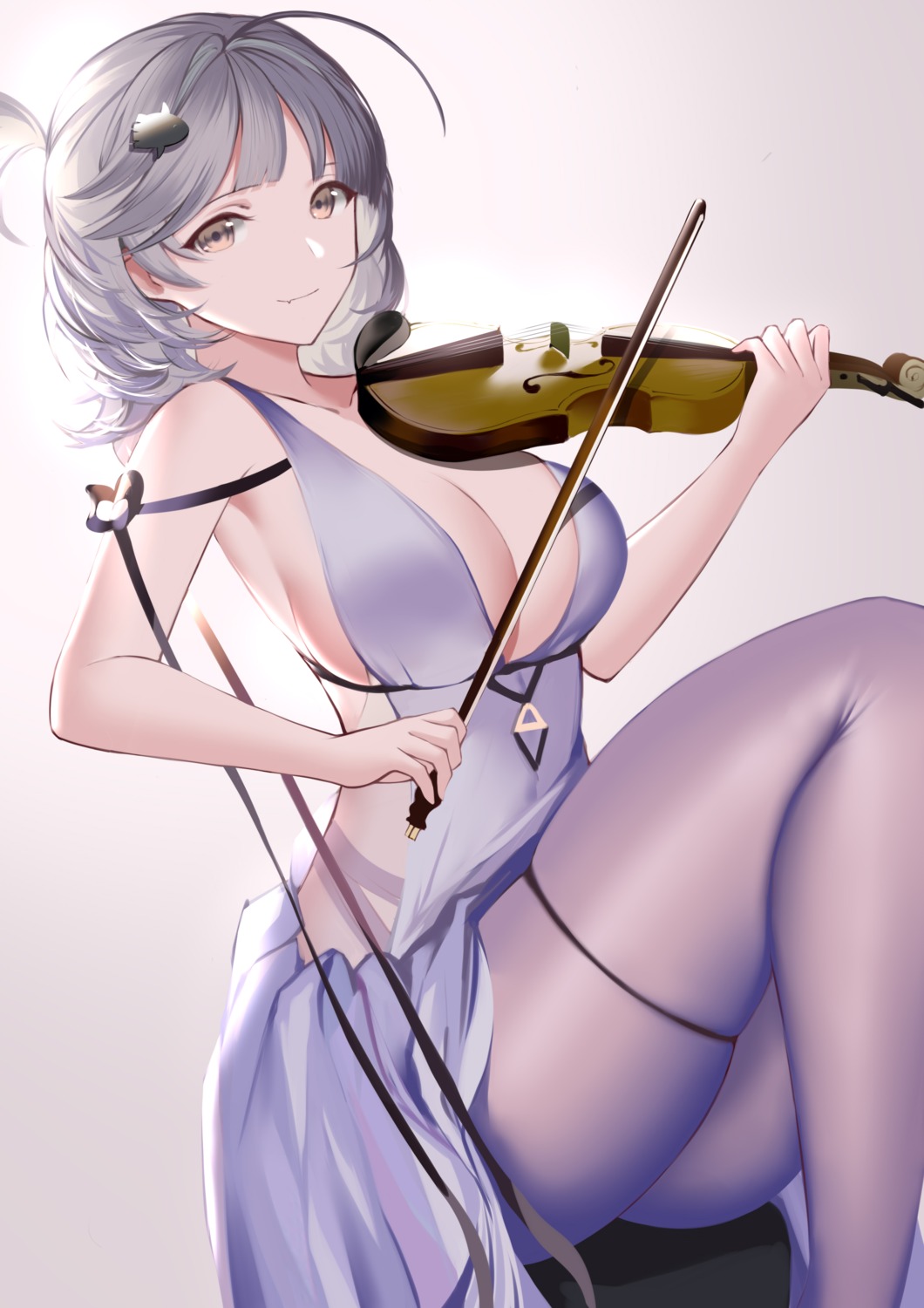 an_yasuri, artist_revision, azur_lane, cleavage, dress, garter, no_bra, pantyhose, seattle_(azur_lane), skirt_lift