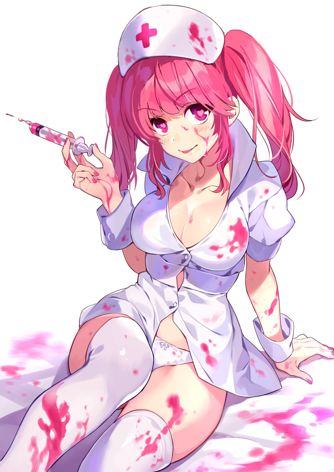 cleavage, komeo15, nurse, pantsu, thighhighs