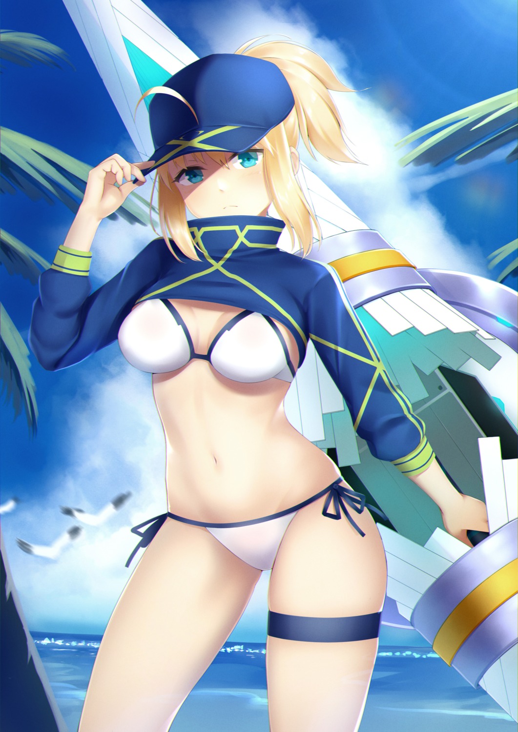 artist_revision, bikini, cleavage, fate/grand_order, garter, heroine_xx, nestea, swimsuits, weapon