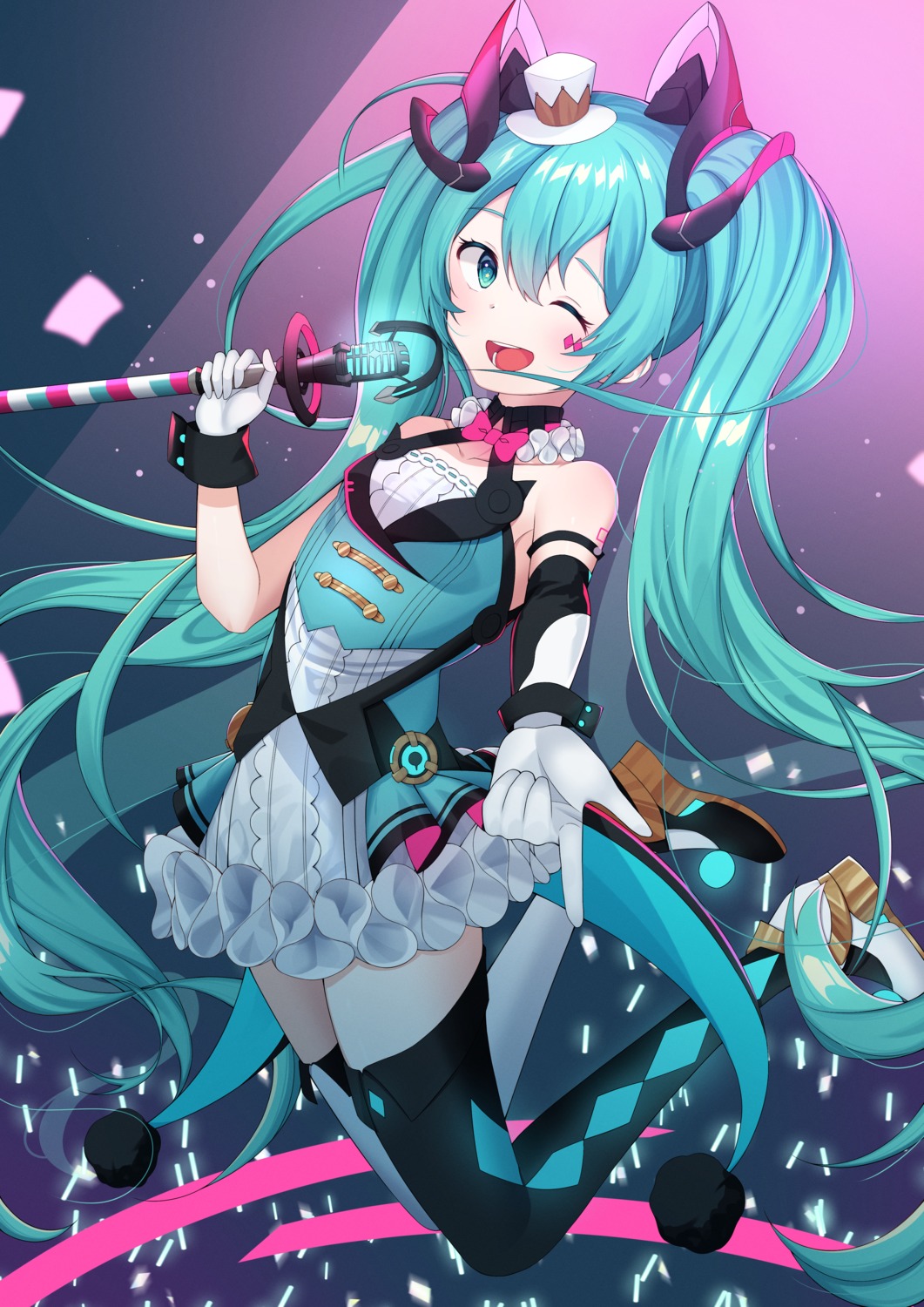 hatsune_miku, magical_mirai, rufe_0v0, tattoo, thighhighs, vocaloid