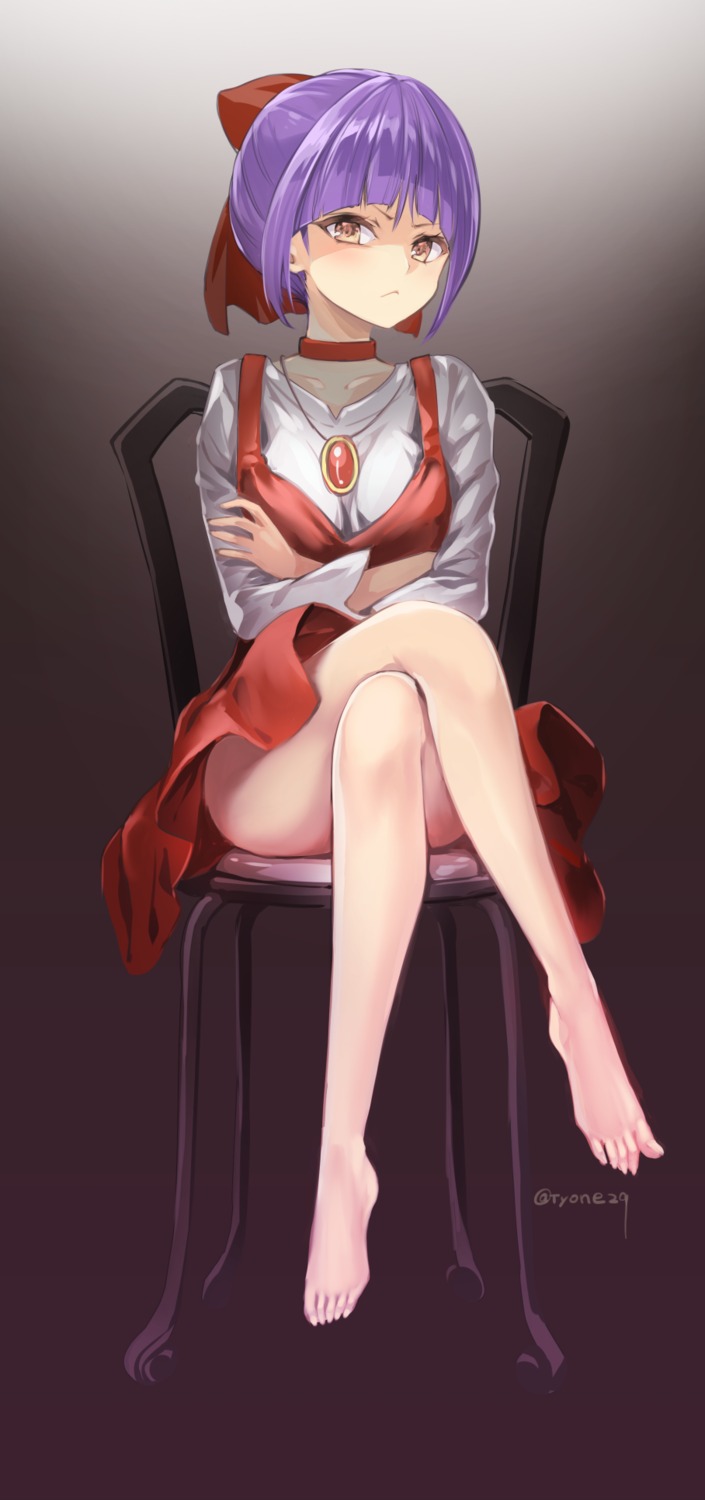 breast_hold, dress, gegege_no_kitarou, neko_musume, skirt_lift, tyone