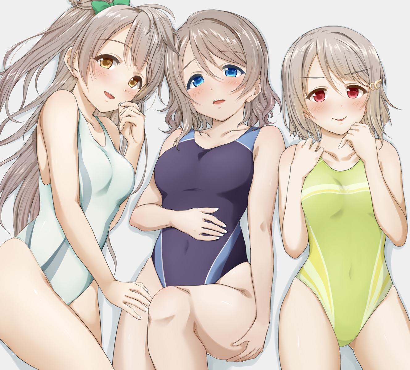 breast_hold, crossover, love_live!, love_live!_(series), love_live!_nijigasaki_gakuen_school_idol_doukoukai, love_live!_sunshine!!, minami_kotori, nakasu_kasumi, suzume_miku, swimsuits, watanabe_you