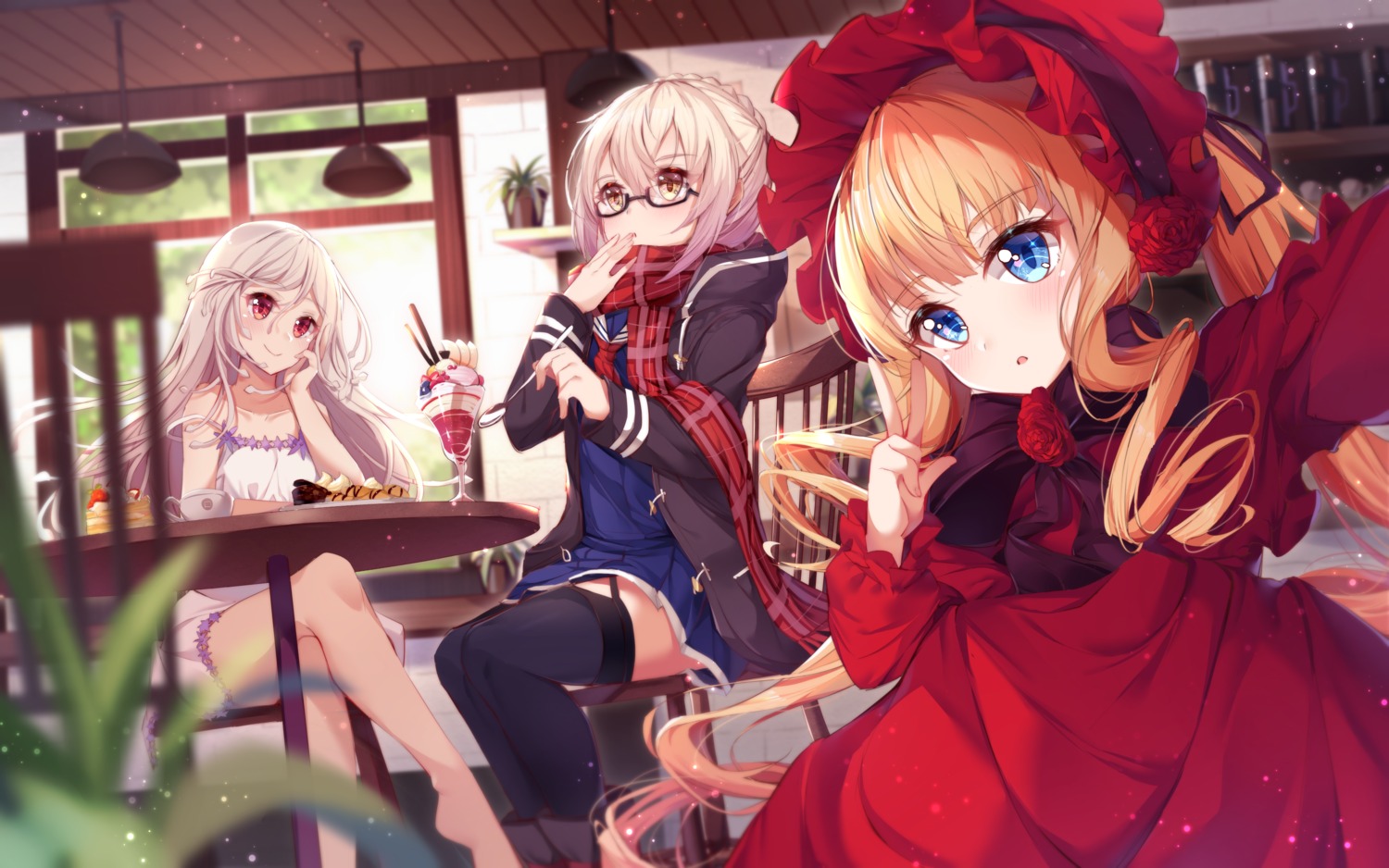 bakemonogatari, crossover, dress, fate/grand_order, heroine_x_alter, lolita_fashion, megane, monogatari_(series)