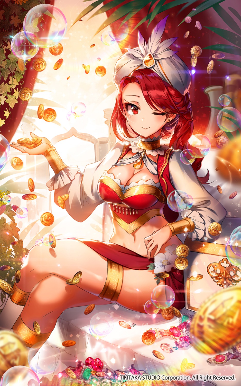 apple_caramel, arcana_tactics, cleavage, garter