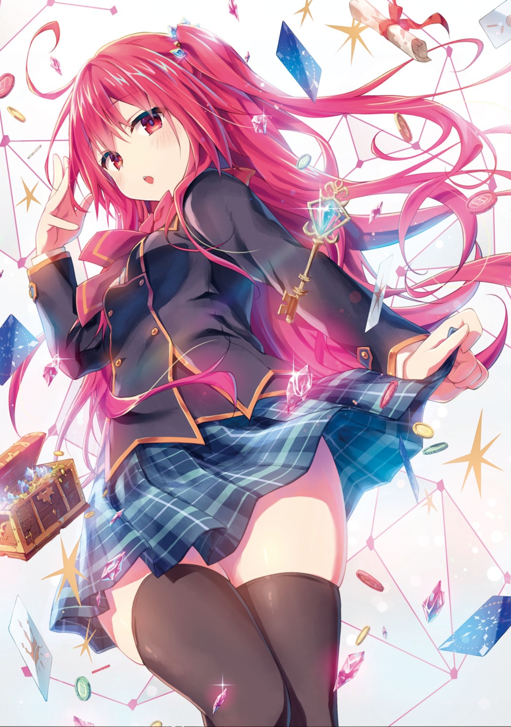konomi, liar_liar, saionji_sarasa, seifuku, skirt_lift, thighhighs