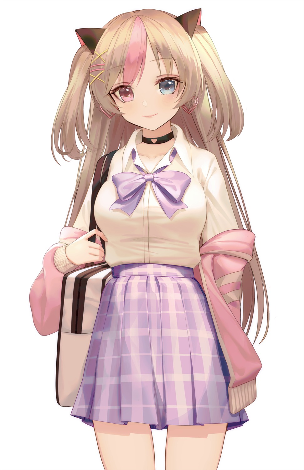 animal_ears, bosumonki, girls_frontline, heterochromia, mk_23_(girls_frontline), nekomimi, seifuku