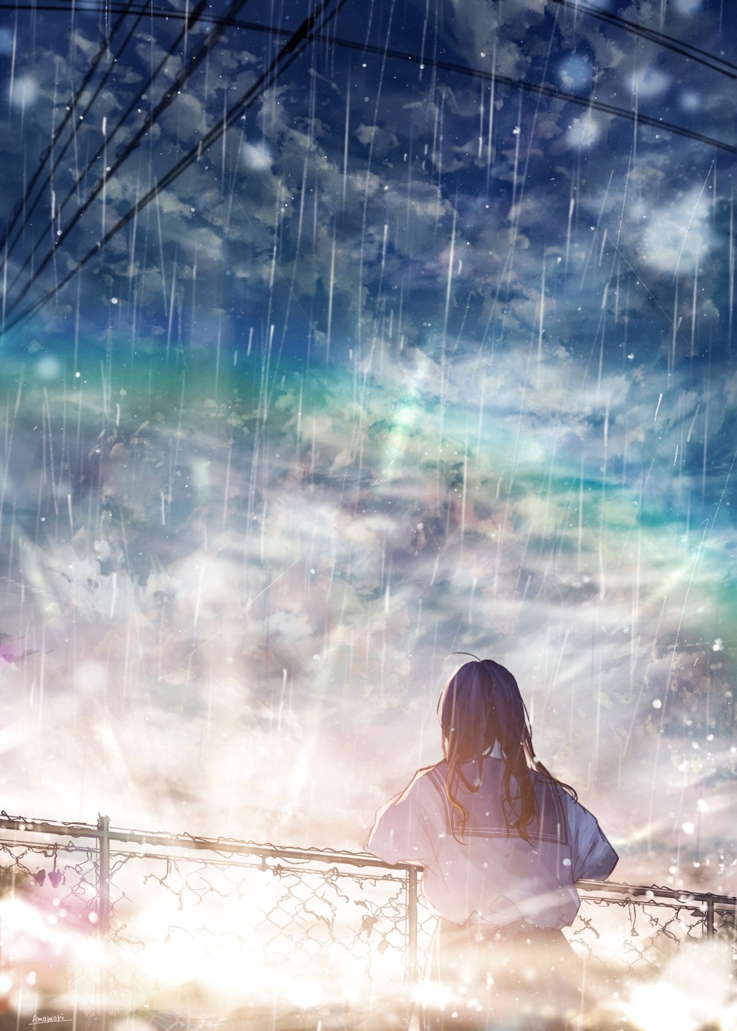 amenomori_howa, landscape, seifuku
