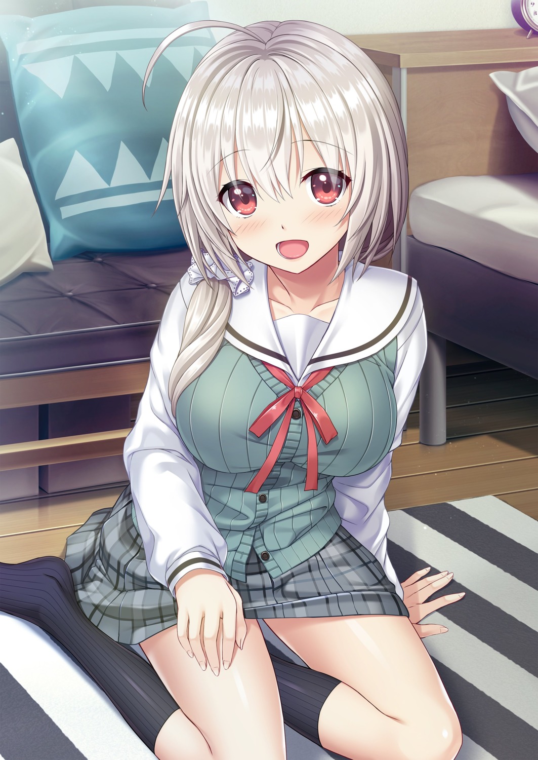 kamoshita_akane, kiba_satoshi, oni_ama_-watashi_ni_amaete_onii-chan-, prekano, seifuku, skirt_lift, sweater