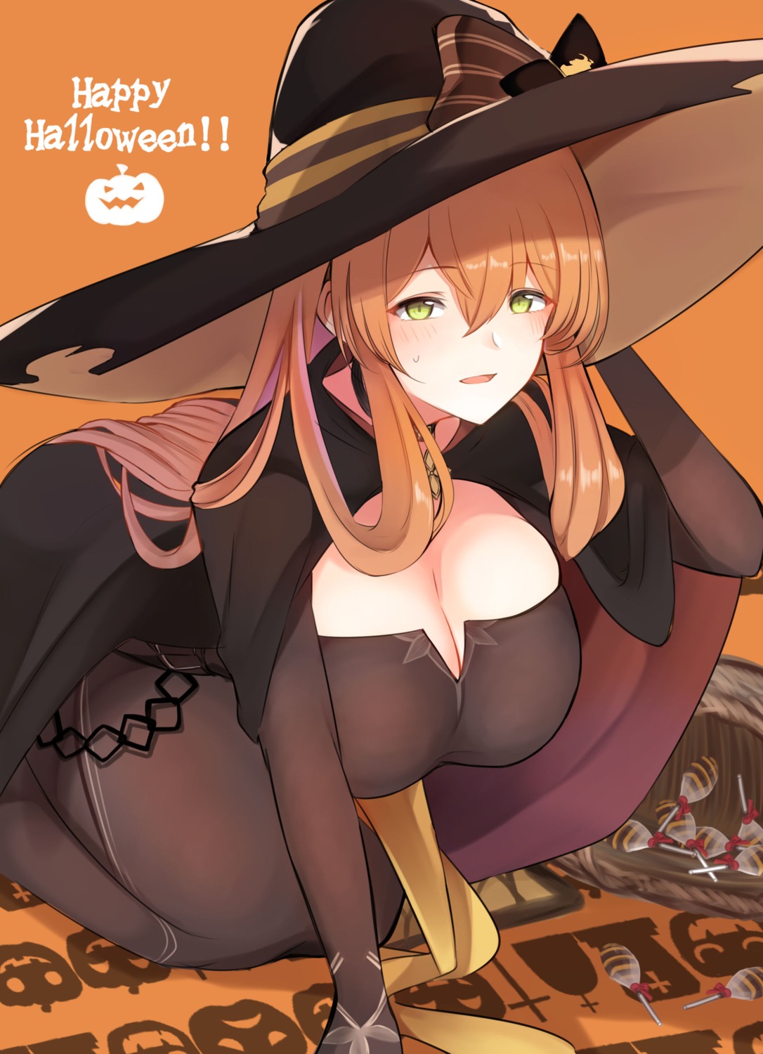 10eki_(tenchou), cleavage, dress, girls_frontline, halloween, springfield_(girls_frontline), witch
