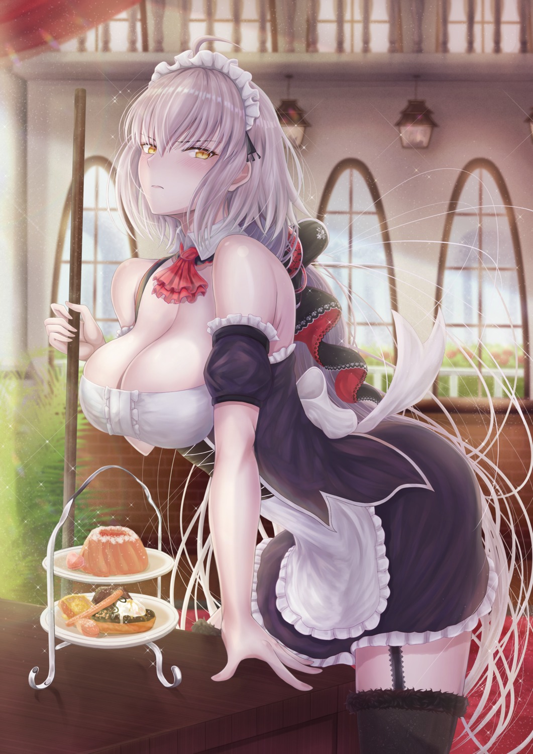 fate/grand_order, jeanne_d'arc, jeanne_d'arc_alter_(fate), maid, no_bra, penguintake, stockings, thighhighs