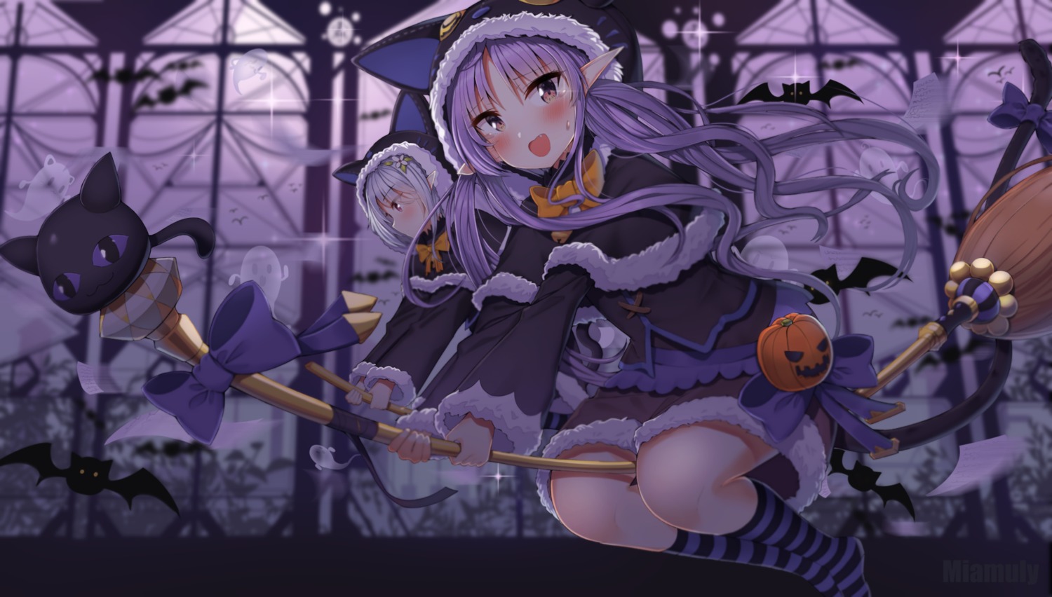 halloween, hikawa_kyouka, kokkoro, miamuly, pointy_ears, princess_connect!, princess_connect!_re:dive