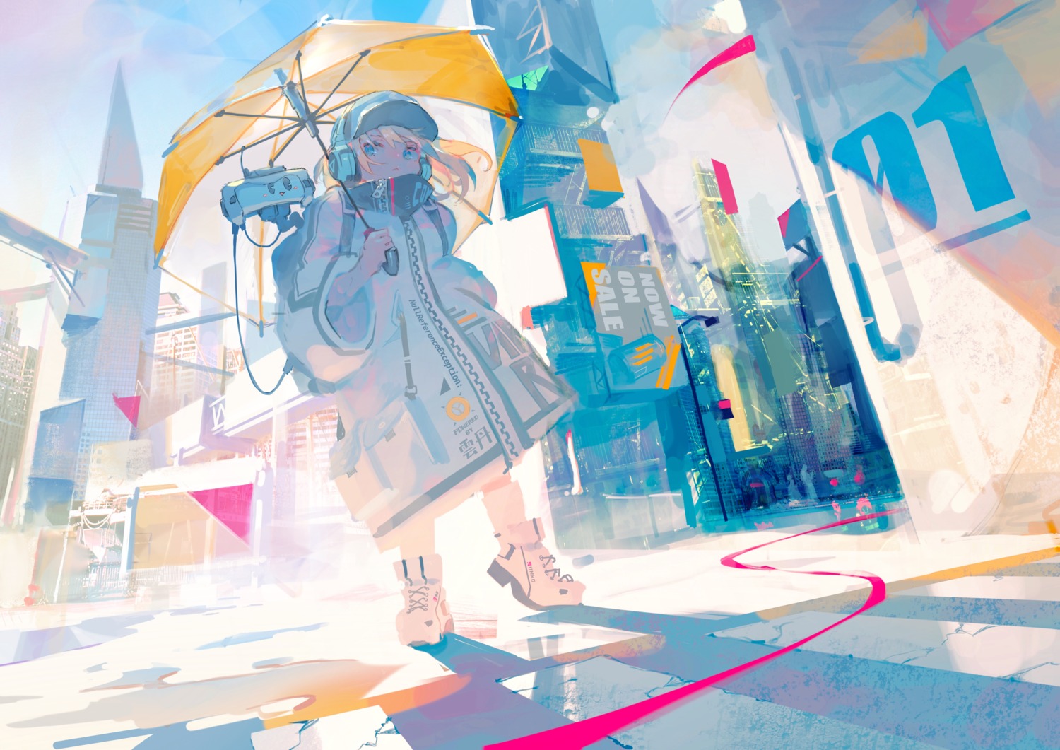 aamond, headphones, umbrella