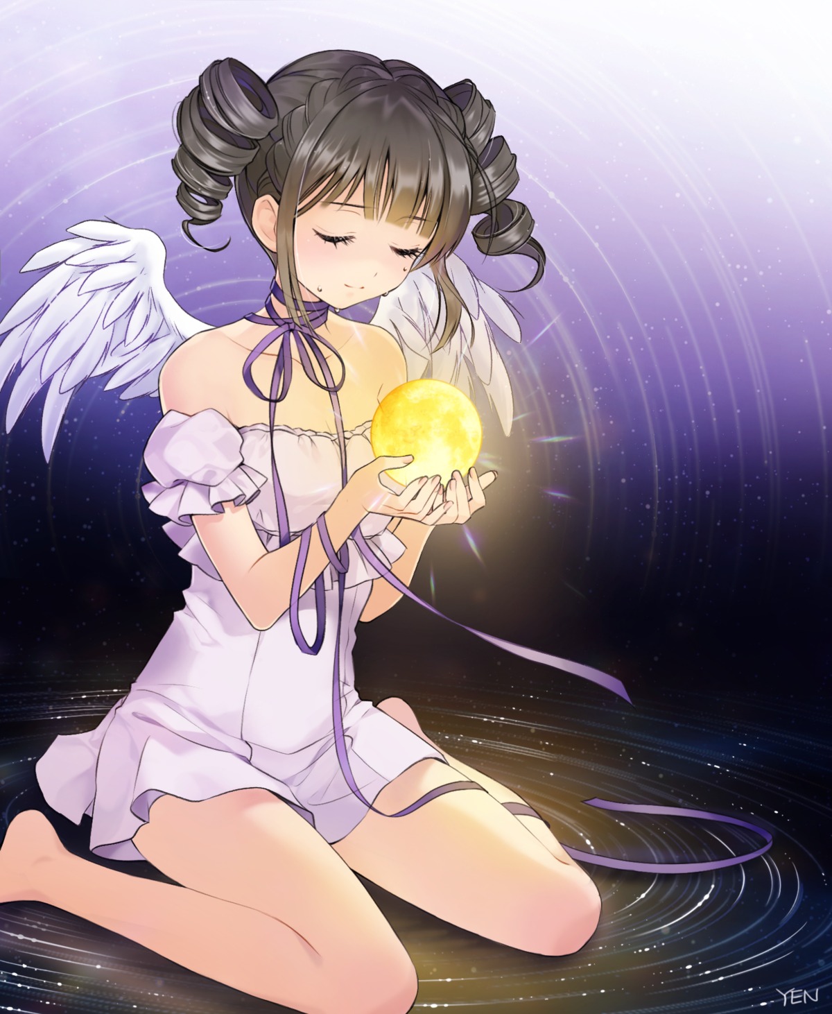 cleavage, dodmsdk, dress, full_moon_wo_sagashite, kouyama_mitsuki, wings