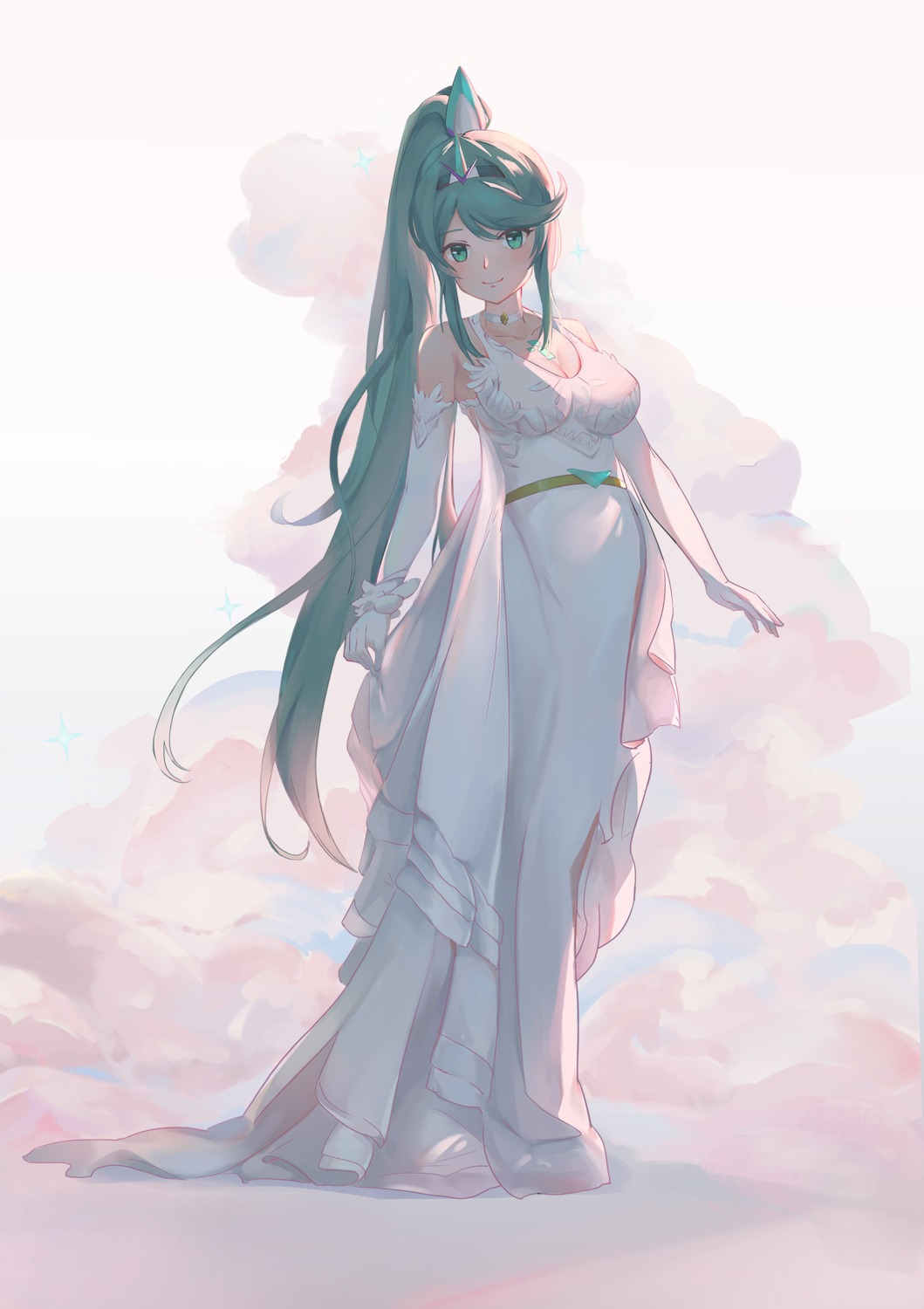 cleavage, dress, kiiro_kimi, pneuma_(xenoblade_2), xenoblade_(series), xenoblade_2